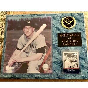 Mickey Mantle Picture Mounted Baseball Card & Plaque